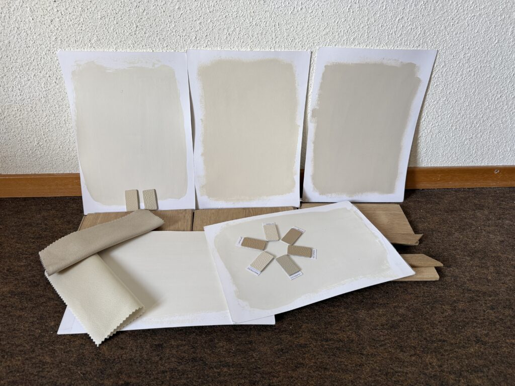 color impression from the walls and the leather from Ferienstudio Heidi, Aragon, Ernen Switzerland